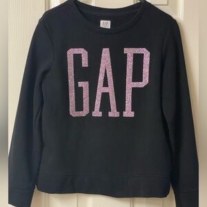GAP Kids Girls Black Pullover with Pink Glitter Logo Sweatshirt Size XL (12)